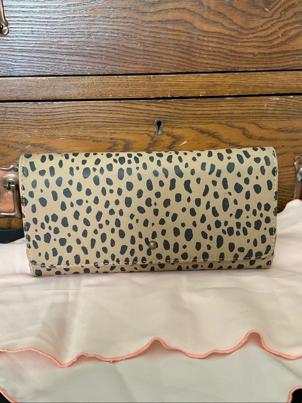 Universal Thread Beige and Black Leopard Print Fold-Over Wallet